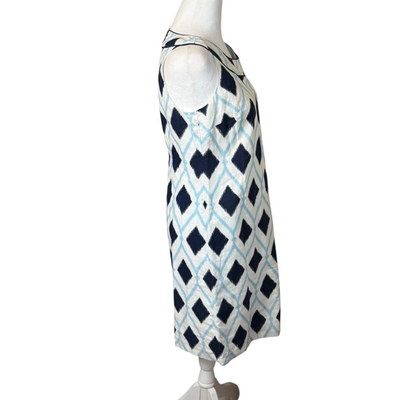Talbots Petite Linen Blend Audrey Shift Dress Geometric 6P Vacation Nautical - Picture 3 of 10